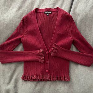 For Love and Lemons Nina Cropped Lace Button up Cardigan Ribbed